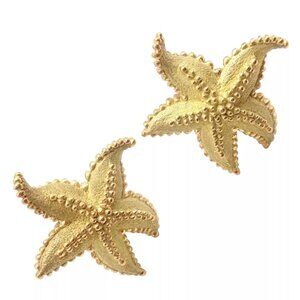 Authentic! Vintage Tiffany & Co Starfish 18k Yellow Gold Large Earrings